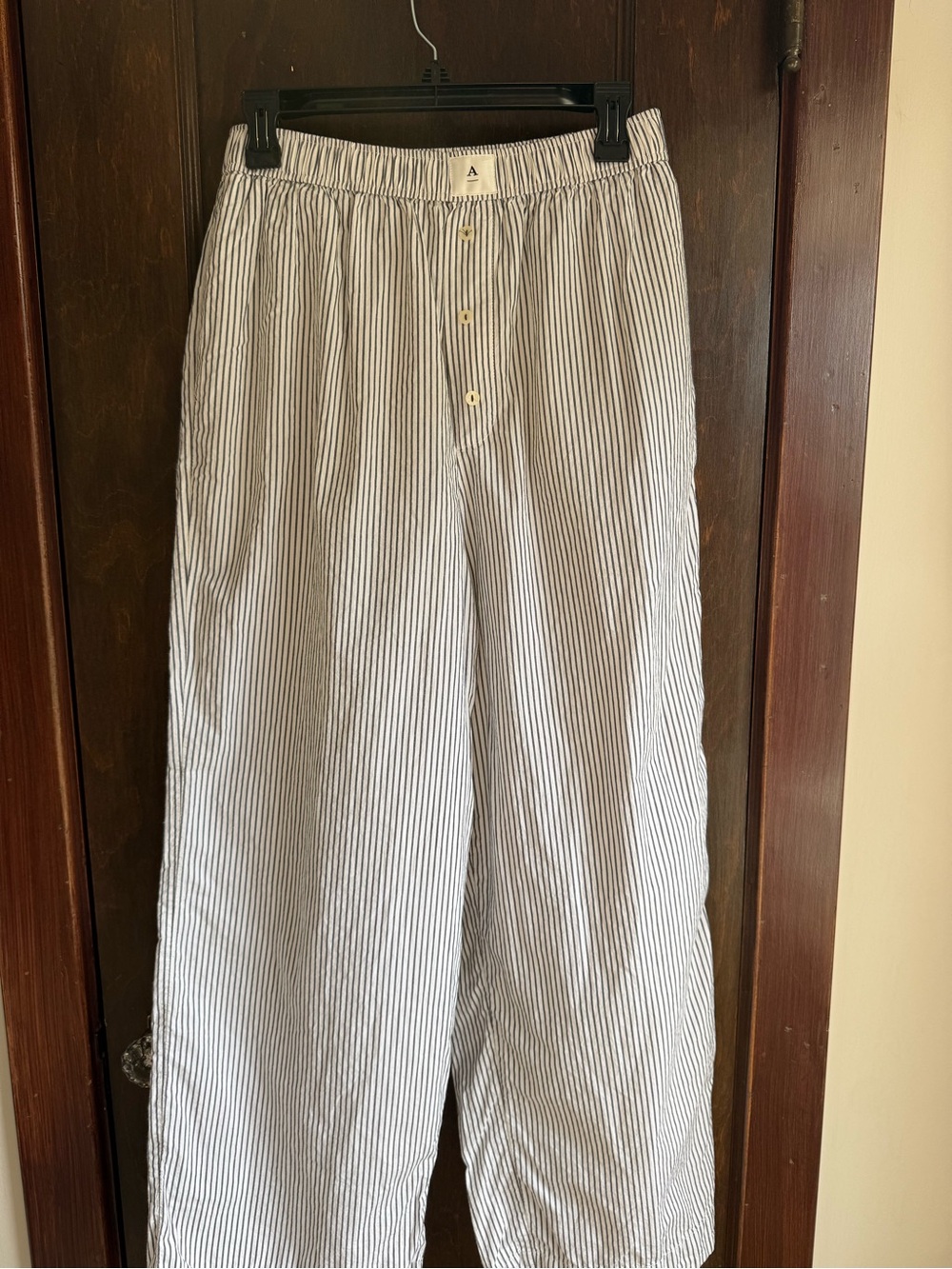 Anthropologie Women’s Blue and White Striped Cotton Joggers